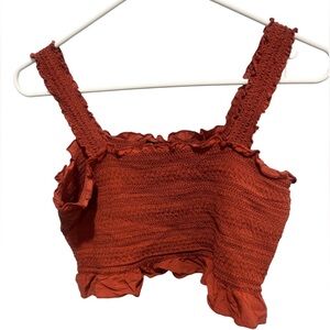 Summer Ready Rust Ruffled  Rayon Crop Top Medium Project 28